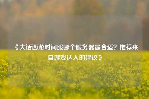 《大話西游時(shí)間服哪個(gè)服務(wù)器最合適？推薦來(lái)自游戲達(dá)人的建議》